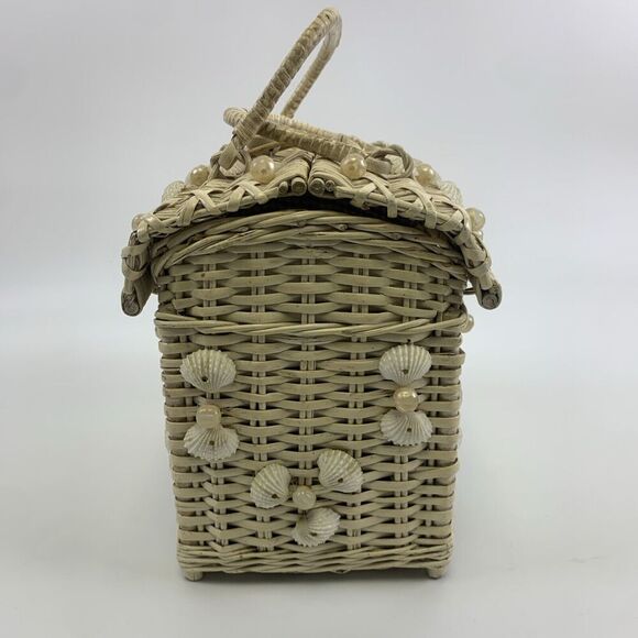 Ritter Basket Purse "It’s In The Bag" Box Top Flap Open Toggle Sea Shells White - Picture 4 of 16